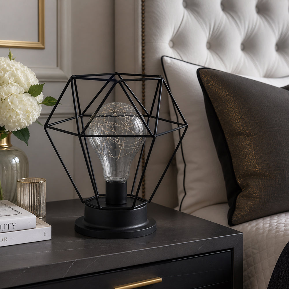 Lampes de table creuses minimalistes en fer diamant