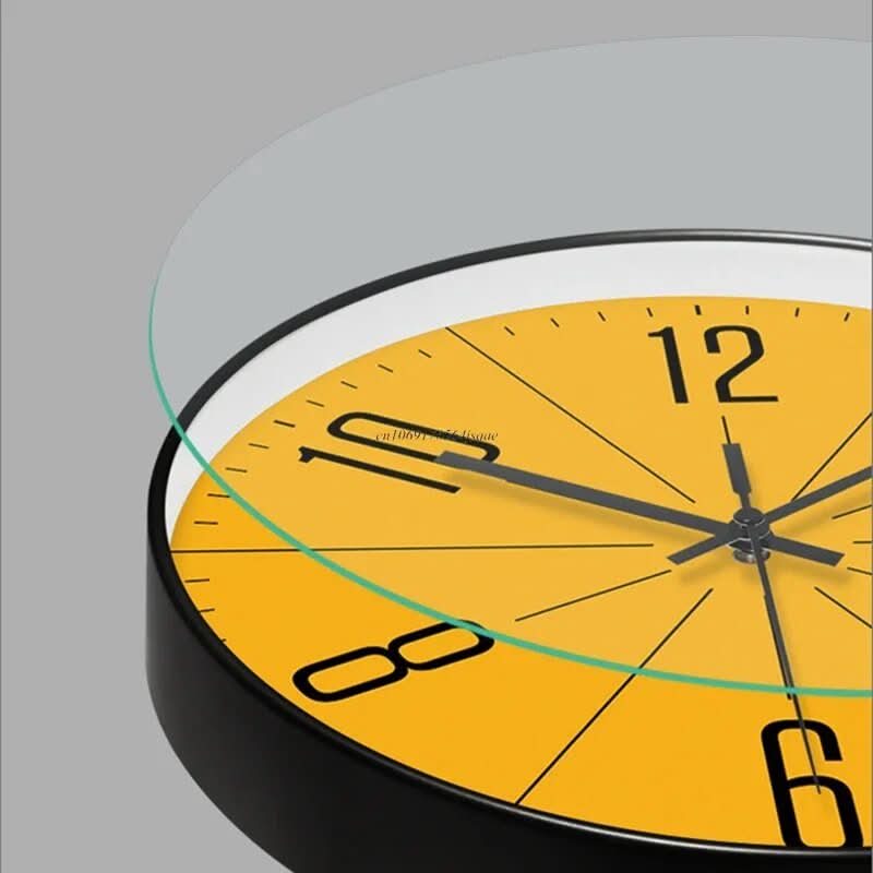 Close-up of the glass crystal front and dial of the Nordic wall clock