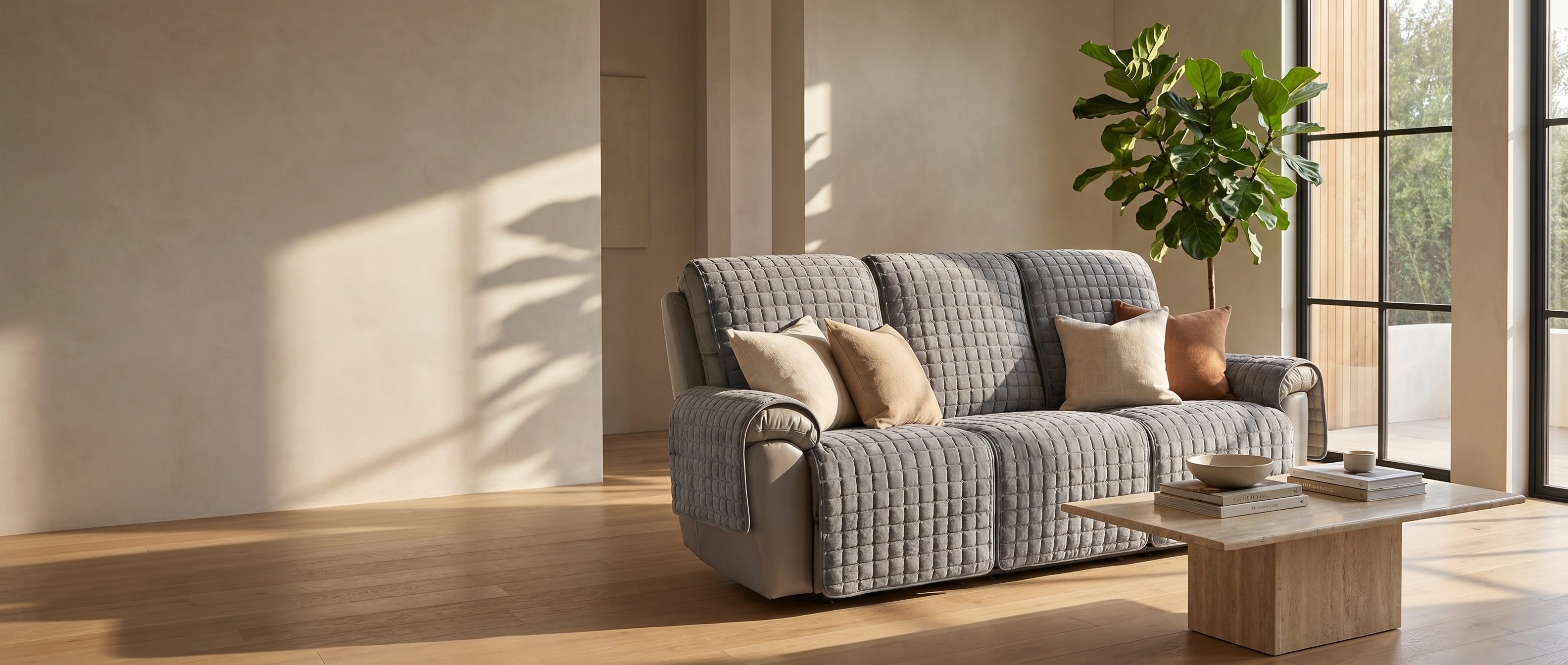 Morbido Abbraccio Stretch Recliner Slipcover - Gray - Living room banner