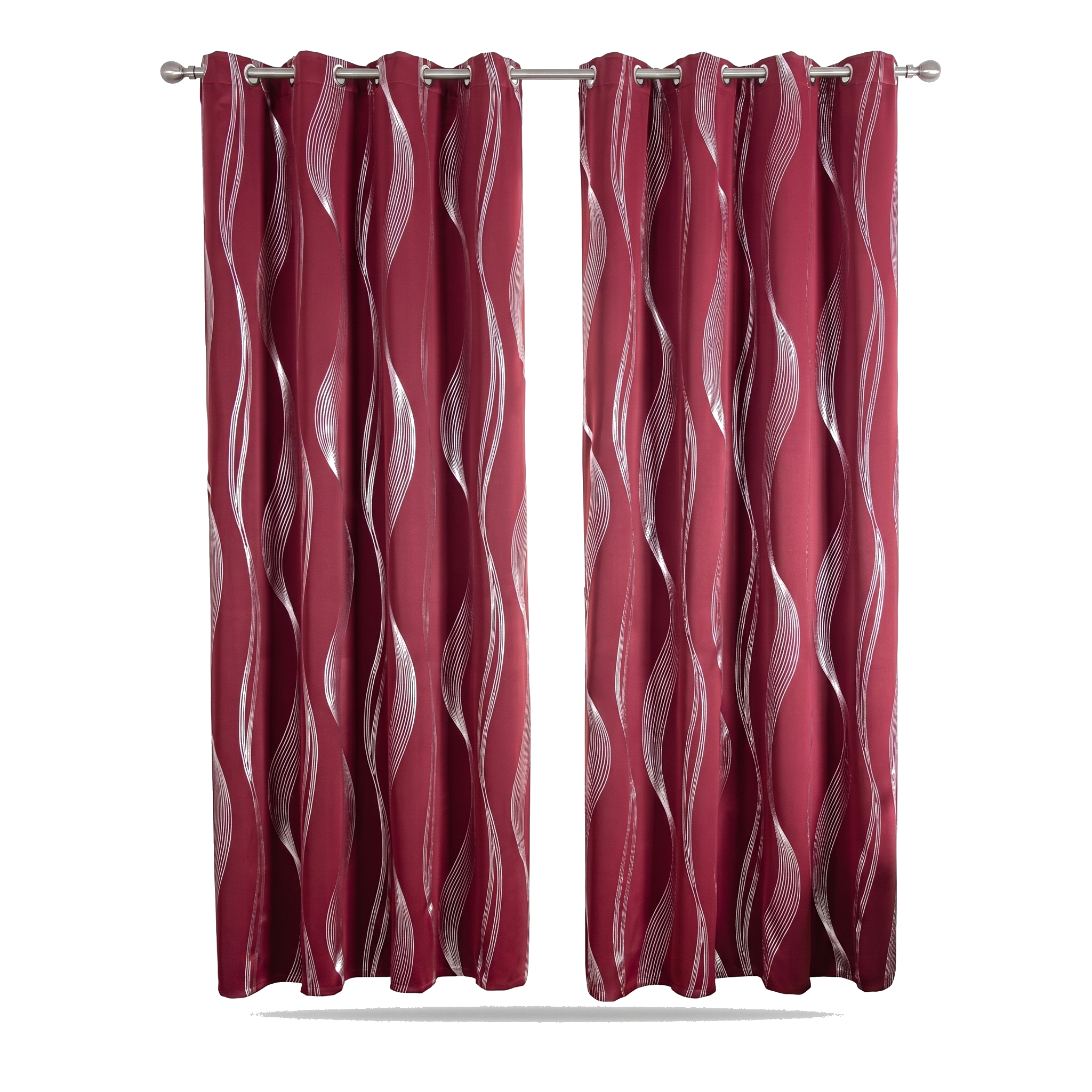 Onda wave blackout curtain panel, crimson, on white