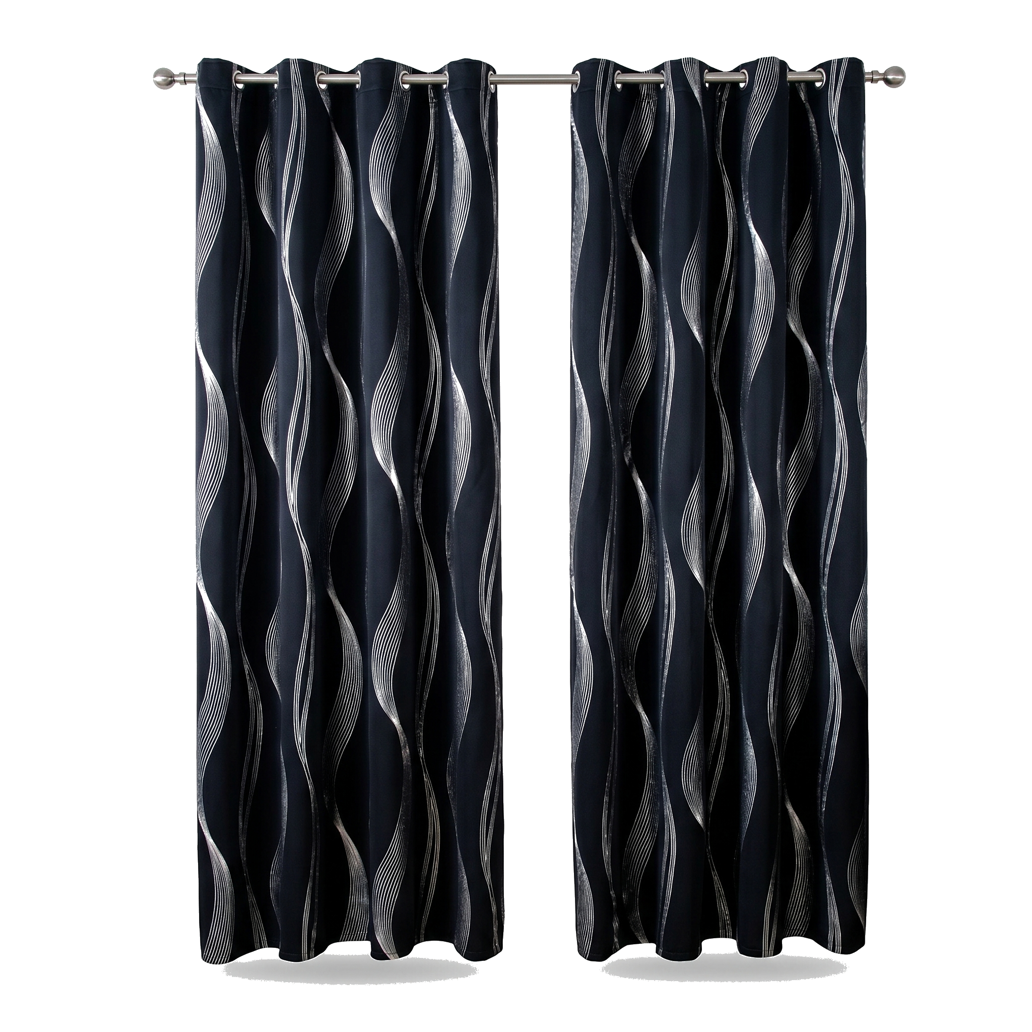 Onda wave blackout curtain panel, midnight, on white