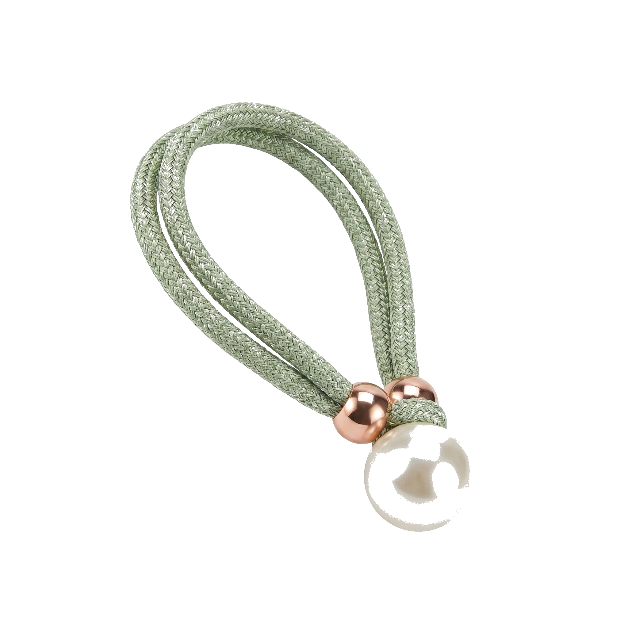Perlina pearl curtain tieback, green, on white