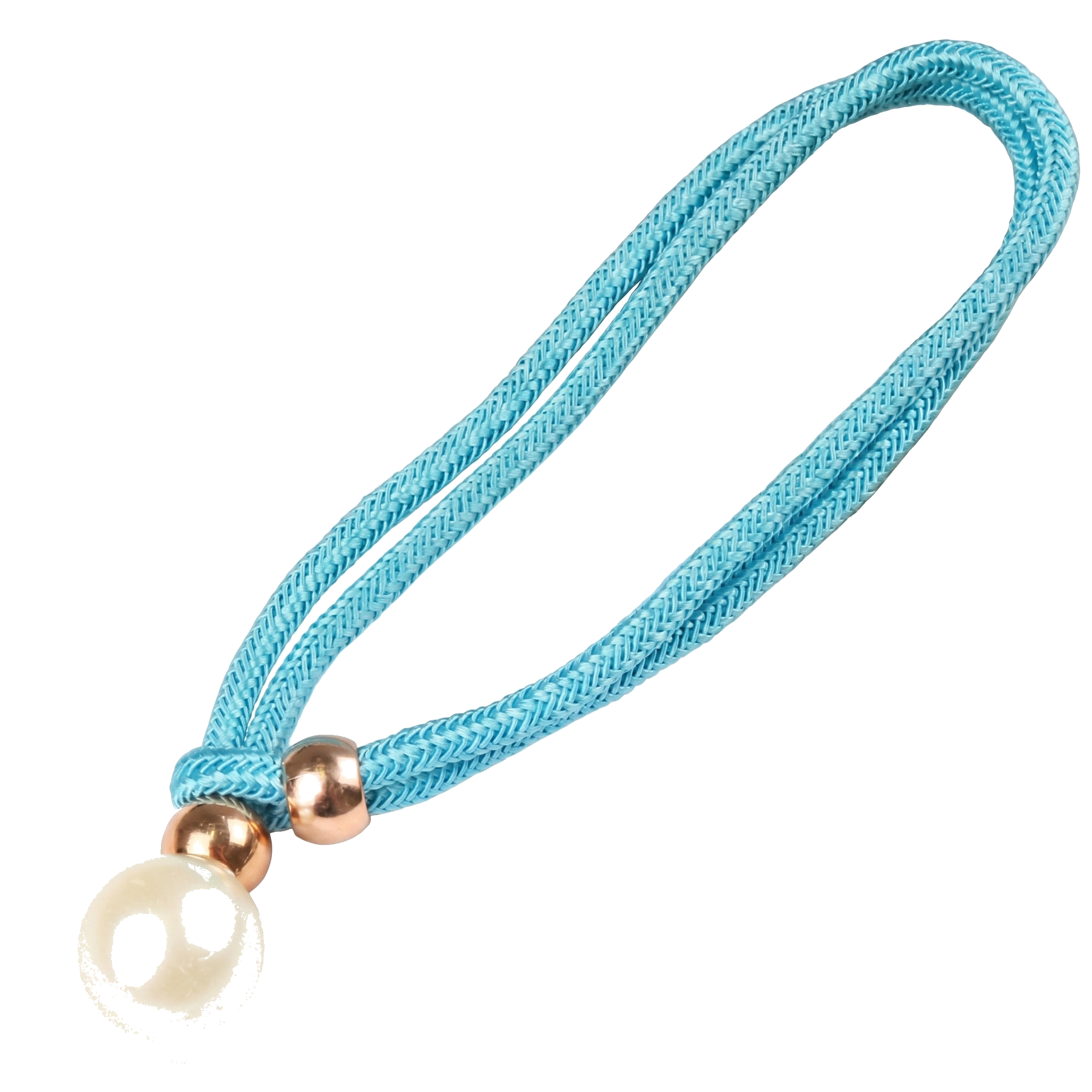 Perlina pearl curtain tieback, ocean blue, on white