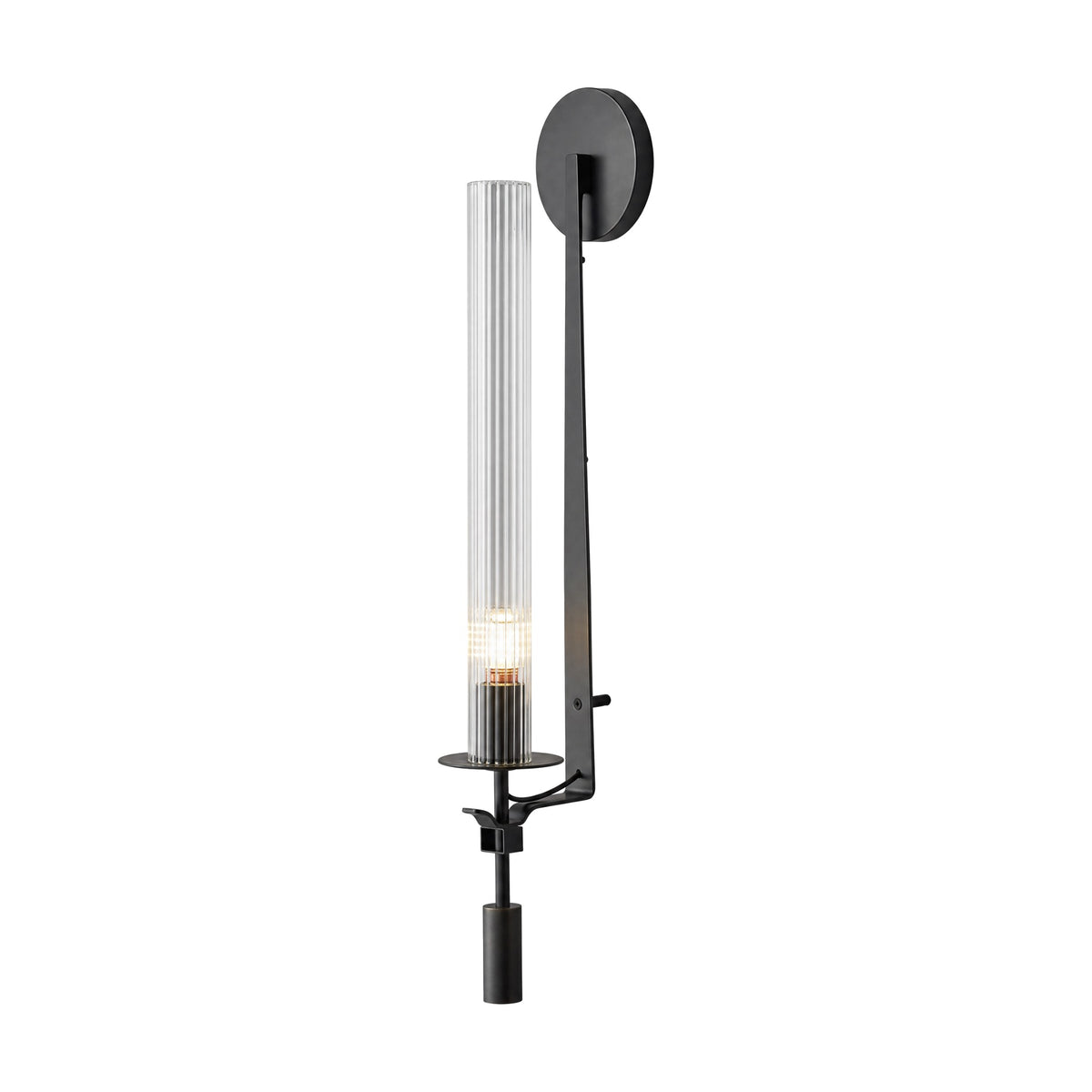 Stelo Rigato ribbed glass wall sconce in Black