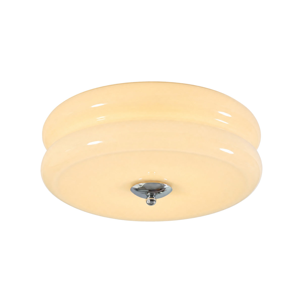 Tamburo Lucente flush mount ceiling light in Chrome & Beige