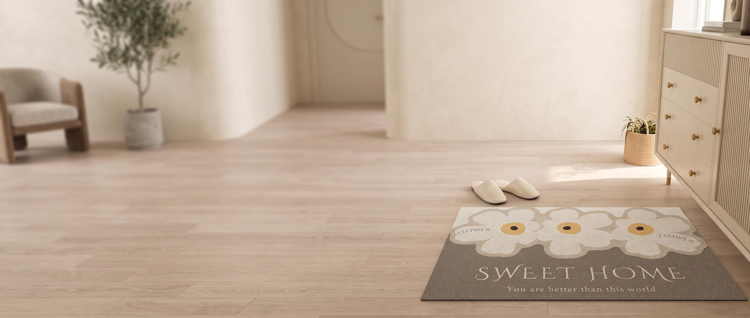 Soglia Serena daisy door mat at an elegant entrance
