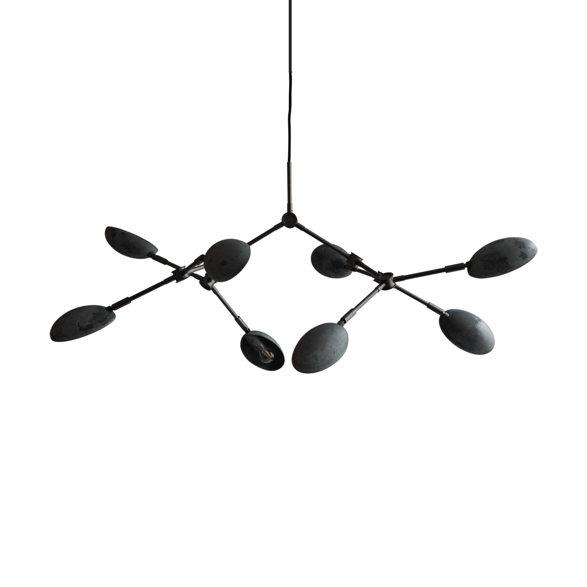 Ramo Goccia branch chandelier in oxidized matte graphite finish